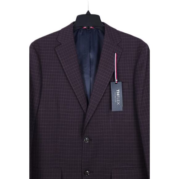 Tommy Hilfiger Men's Modern-Fit Flex Stretch Sport Coat Purple Check 40S NWT - Picture 4 of 7
